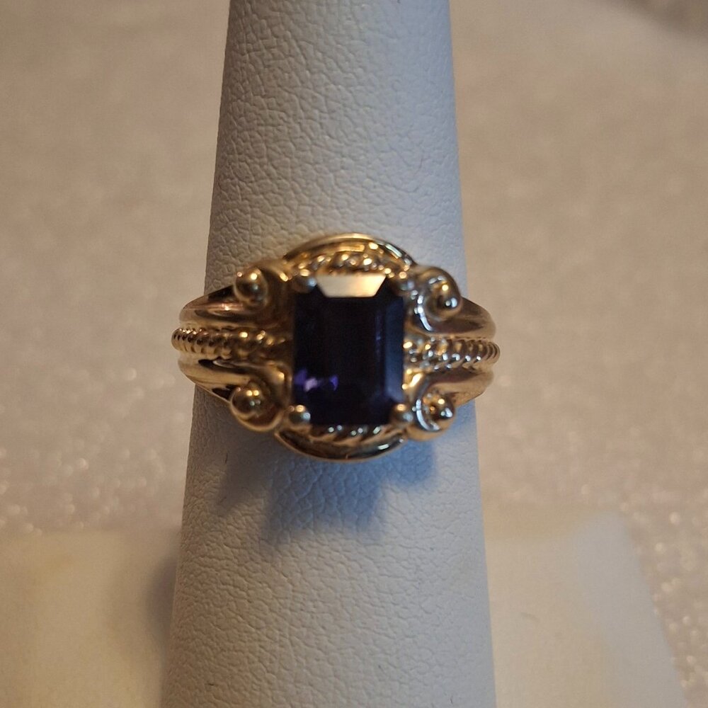 10K Yellow Gold BLUE IOLITE RING, DETAILED  💍💍